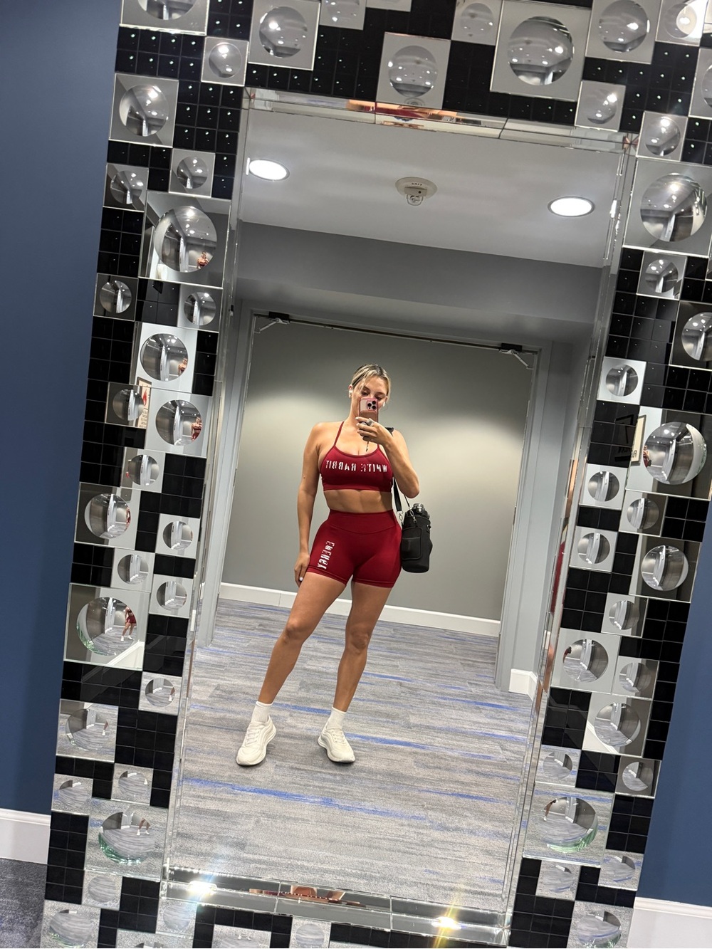 Women's Burgundy Sports Bra and High-Waist Shorts Set